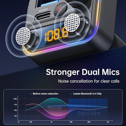 Syncwire Bluetooth 5.4 FM Transmitter Car Adapter 42W Wireless FM Radio Stereo - Image 2