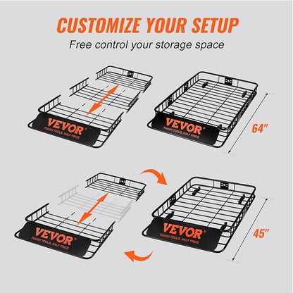 VEVOR Roof Rack Cargo Basket, Heavy-Duty Steel 200 LBS Capacity Universal Roof - Image 4