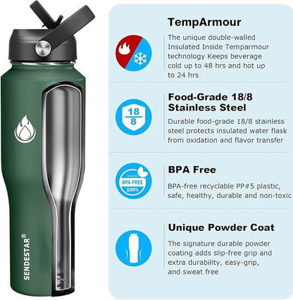SENDESTAR 32oz Water Bottle Wide Mouth Stainless Steel Vacuum Insulated Double - Image 2