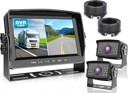 Fookoo Ⅱ HD 1080P 9" Wired Backup Camera System, 9-inch DVR Dual Split Screen by FOOKOO