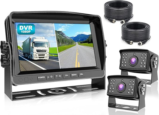 Fookoo Ⅱ HD 1080P 9" Wired Backup Camera System, 9-inch DVR Dual Split Screen by FOOKOO