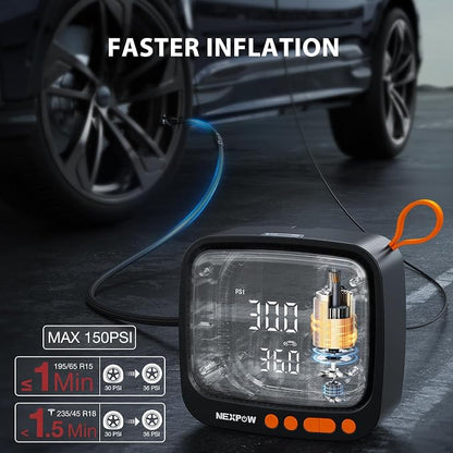 Tire Inflator Portable Air Compressor, NEXPOW 150PSI 12V DC Air Pump - Image 2