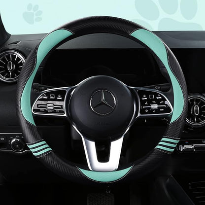 Car Steering Wheel Covers for Women Girl Padded Carbon Fiber PU Leather Cute - Image 2