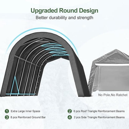 Portable Garage, Carport Canopy 12x20 FT Heavy Duty Car Port - Image 2