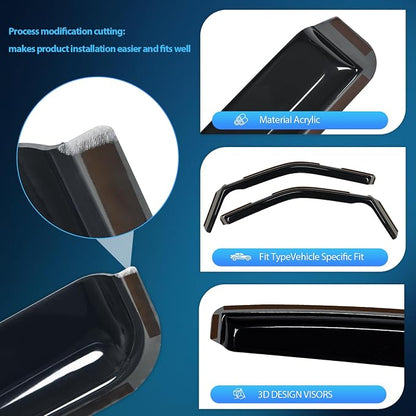 Nilight in-Channel Rain Guards for Ford F150 2021 2022 2023 2024 Regular - Image 2