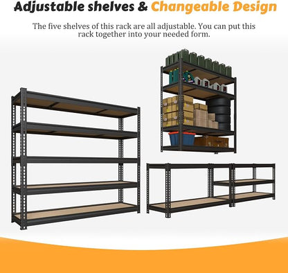 MUPATER 47.83" W x 23.82" D x 72.05" H Metal Storage Shelf, 5 Tier Adjustable - Image 4