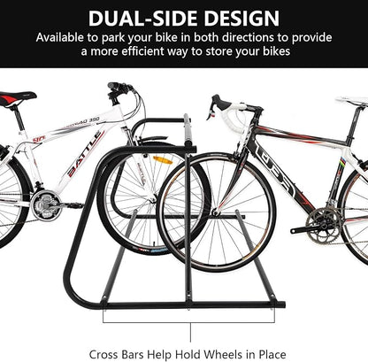 Commercial Floor Bike Rack Stand-10 Bike Rack, Dual Slot Size and Dual-Side - Image 3