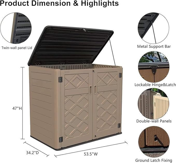 HOMSPARK Storage Shed Weather Resistance, Horizontal Storage Shed - Image 5