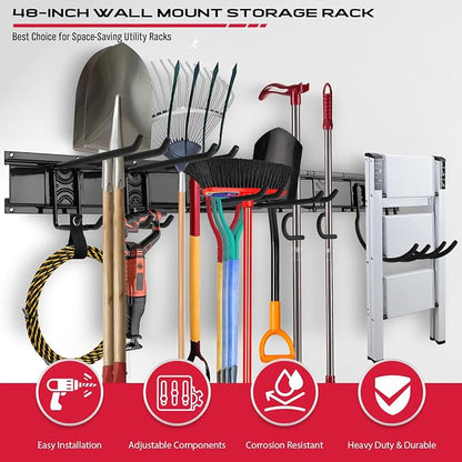 48" Heavy Duty Garage Wall Organizer, Wall Mount Tool Storage Rack - Image 6