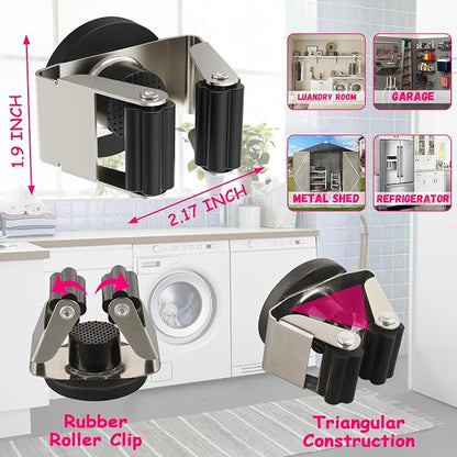 4 Pack Magnetic Mop Broom Holder, Heavy Duty Magnetic Mop Hanger - Image 4