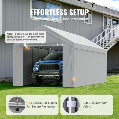 VEVOR Carport Replacement Canopy Cover Top + Side Wall 13 x 20 ft, Garage Tent - Image 5