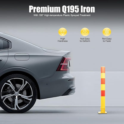 23In Q195 Iron Pipe Safety Bollard Yellow & Red Parking Barrier, Automatic - Image 3