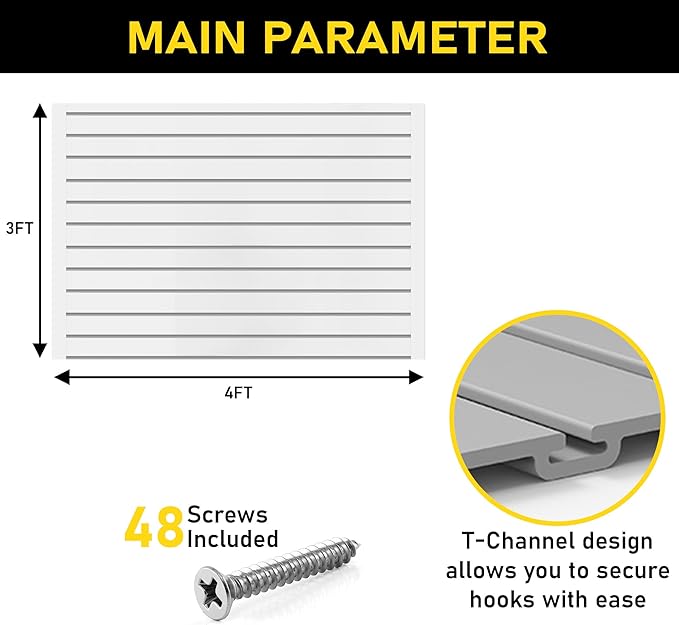 3'H x 4'W Slatwall Panel Garage Wall Organizer: Heavy Duty Wall Mounted PVC - Image 7