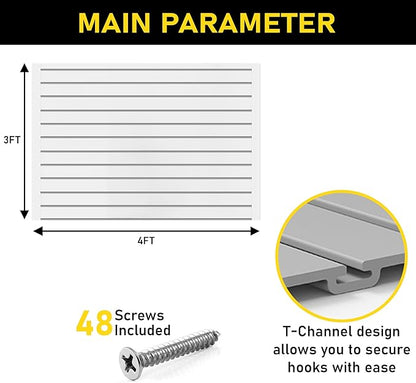 3'H x 4'W Slatwall Panel Garage Wall Organizer: Heavy Duty Wall Mounted PVC - Image 7