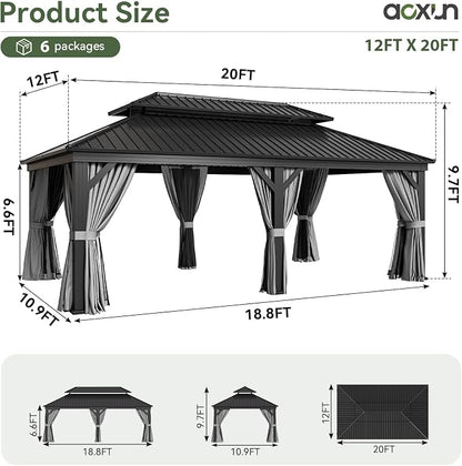 Aoxun 12' X 20' Hardtop Gazebo, Aluminum Outdoor Gazebo - Image 8