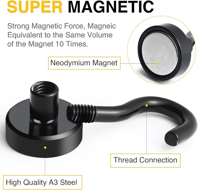 DIYMAG Magnetic Hooks, 30Lbs Strong Heavy Duty Cruise Magnet S-Hooks - Image 5