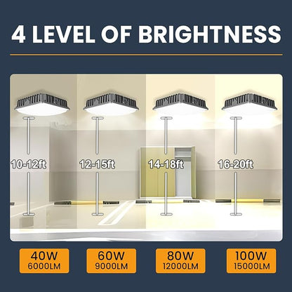 LED Canopy Light 100W, 40/60/80/100W Selectable, 5000K 15000Lumens Commercial - Image 3