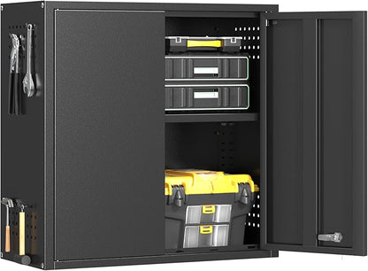 Metal Garage Wall Cabinet with 2 Doors and 1 Adjustable Shelf, Lockable by Firstsky
