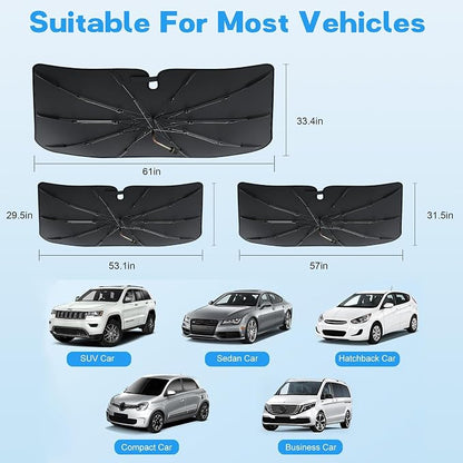 Windshield Sun Shade Umbrella, Portable Foldable, Spring Structure Wind Shield - Image 4