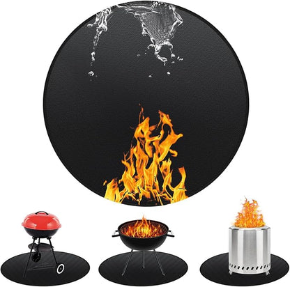 Round BBQ Grill Mat, 40 inches Double-Sided Fireproof Pad Waterproof Deck by Unknown