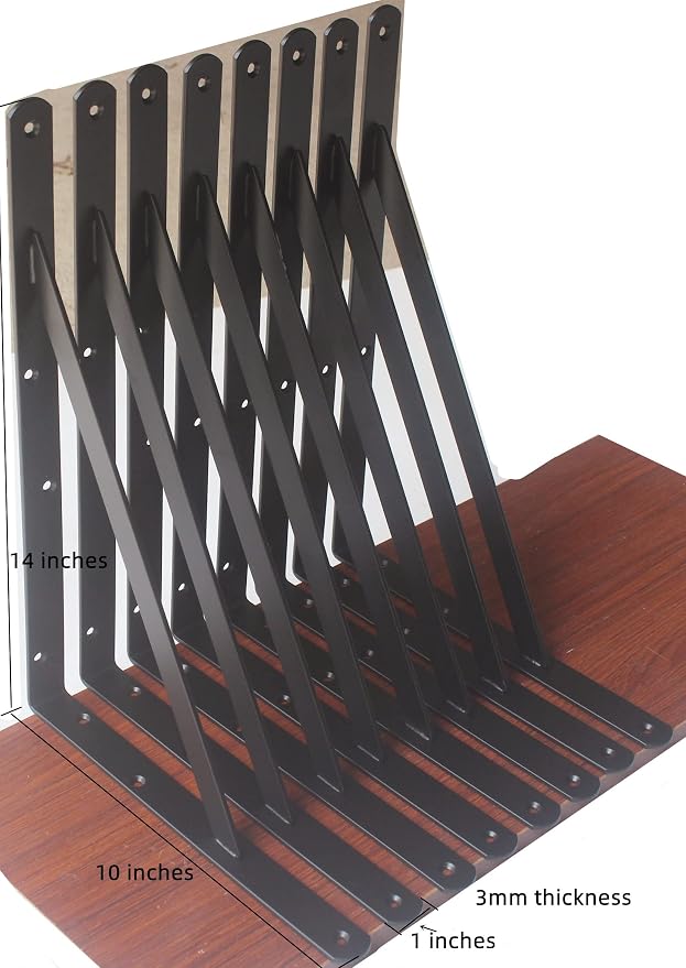 4 Pack L14 x H 10" Black Heavy Duty Shelf Brackets - Image 2