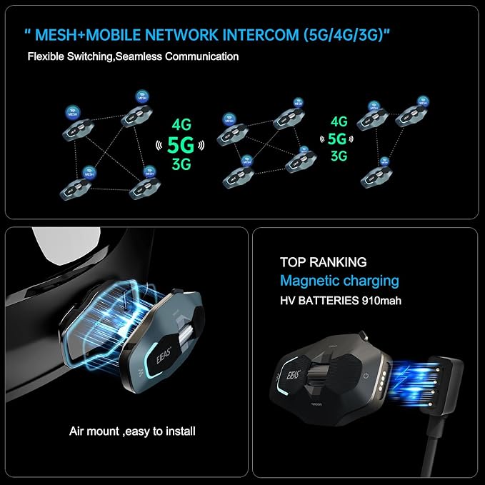 SolaMr X10 Motorcycle Helmet Bluetooth Headset Speakers Headphone, Ski Helmet - Image 4