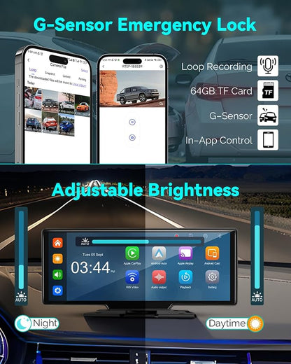 Wireless Carplay Screen for Car, 10.26" Android Auto Screen Compatible - Image 5