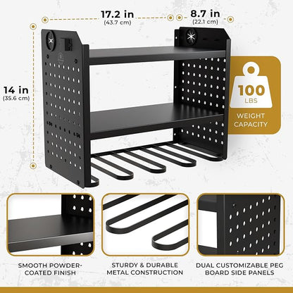 Power Tool Organizer-6 Drill Holder Wall Mount, 3 Tier Heavy-Duty Hand Tool - Image 4