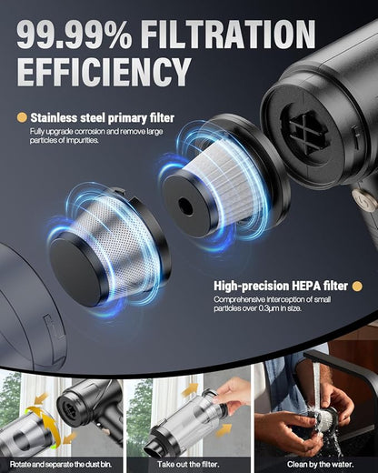 Handheld Car Vacuum Portable Cordless, 21000Pa High Power Handheld Vacuum - Image 5