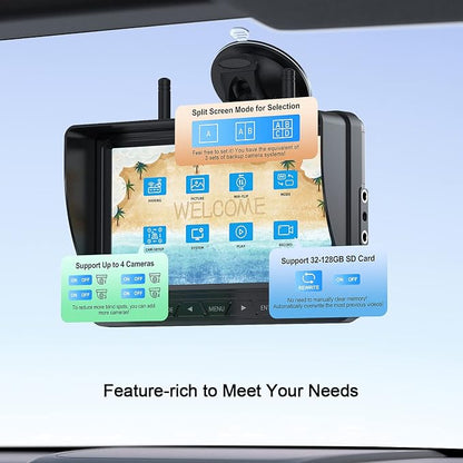 Fookoo HD 4 Cameras Wireless RV Backup System, 2 Rear View + 2 Side Cameras - Image 7