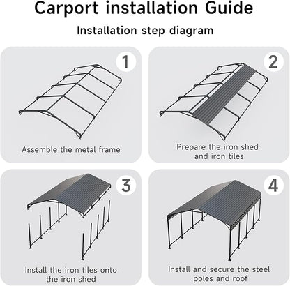 12x20 FT Metal Carport, Enhanced Base and Steel Roof - Image 7