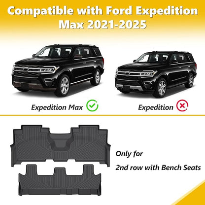 GINOWY-Floor Mats for Ford Expedition MAX 2025 2024 2023 2022 2021 Bench Seat 8 - Image 4