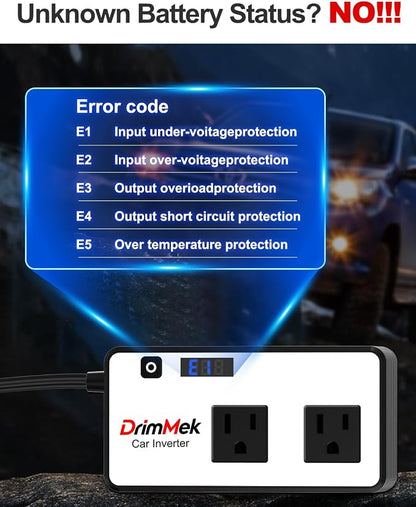 200W Car Power Inverter, Car Plug in Adapter Outlet DC Inverter 12V to 110V AC - Image 4