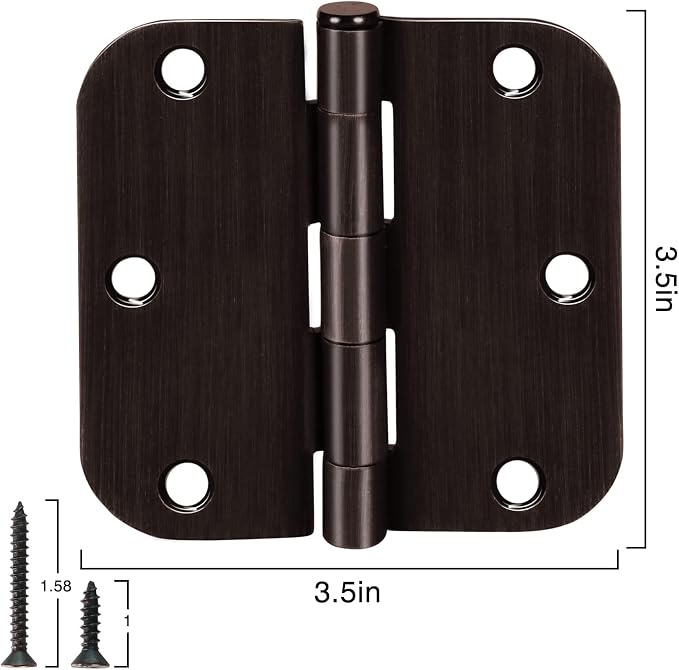 18 Pack Oil Rubbed Bronze Door Hinges 3.5" x 3 1/2 Inch Black Brushed Interior - Image 5