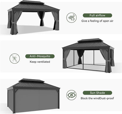 Aoxun 12' X 16' Permanent Hardtop Gazebo Aluminum Gazebo - Image 8
