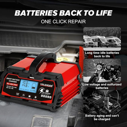Battery Charger 20A, 12V/24V Lead Acid Smart Battery Charger, 12V LiFePO4 Car - Image 5
