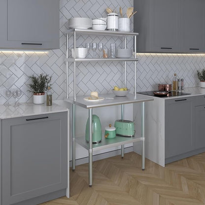 AmGood Stainless Steel Work Table Double Tier Overshelf | NSF - Image 5