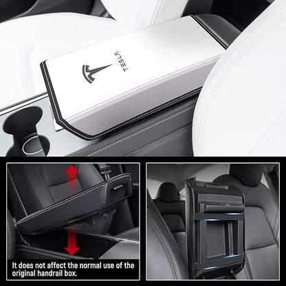 Car Armrest Cover for Tesla Model 3 Y Leather Center Console Armrest Box Cover - Image 2