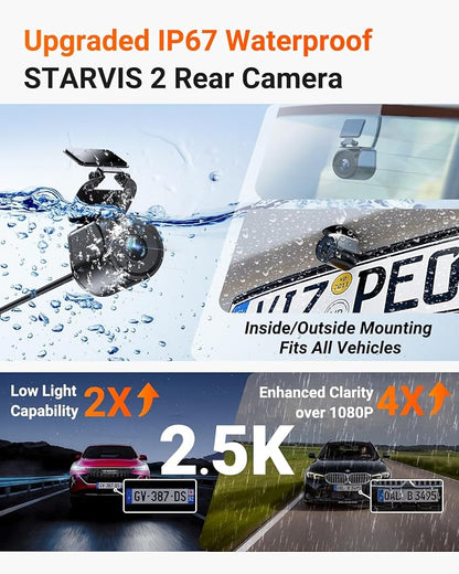 Vantrue N4 Pro S 4K 3 Channel Dash Cam w/Triple STARVIS 2, 4K+1080P+2.5K Front - Image 3