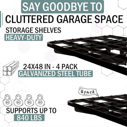 2-Pack 2x4ft Garage Wall Shelves, 2 Shelf Total 8 ft Garage Shelving Wall - Image 2
