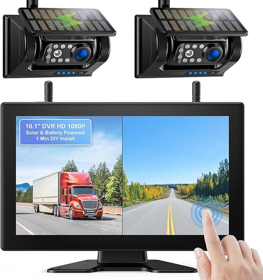 Fookoo 2 Magnetic Solar Wireless Backup Camera 10.1" IPS Touchscreen Monitor 1 by FOOKOO