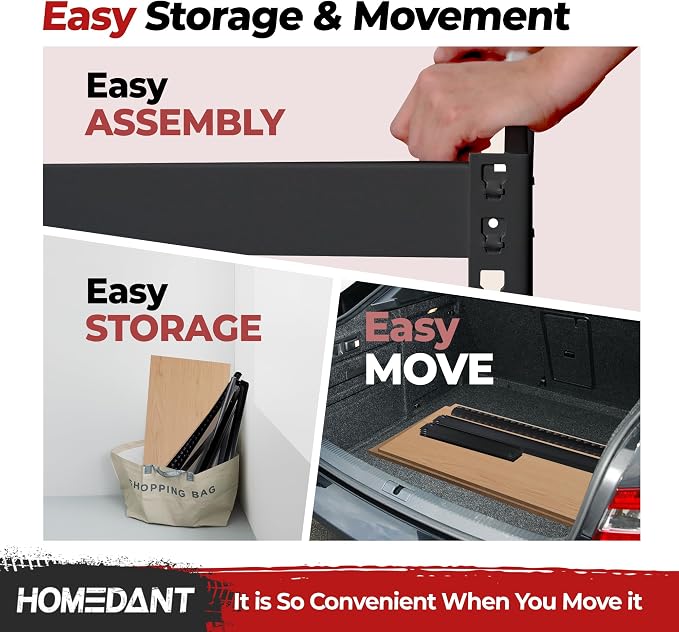HOMEDANT 5-Tier Laminated Boltless Heavy Duty Metal Shelving Unit Adjustable - Image 7