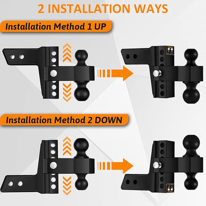 Adjustable Trailer Hitch-Drop Hitch Fits 2.5-Inch Receiver -6" Drop/Rise Tow - Image 6