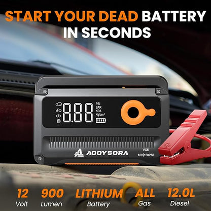 Car Battery Jump Starter with Air Compressor 6000A 150PSI Portable Car Battery - Image 2
