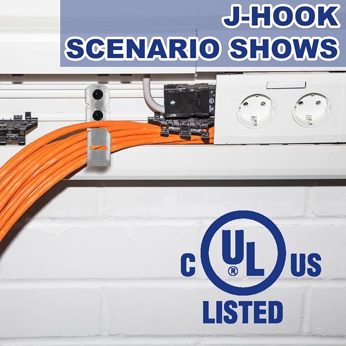 Gisafai 500 Pcs Cable Support J-Hook, 3/4 Inch Metal Garage Hooks - Image 5