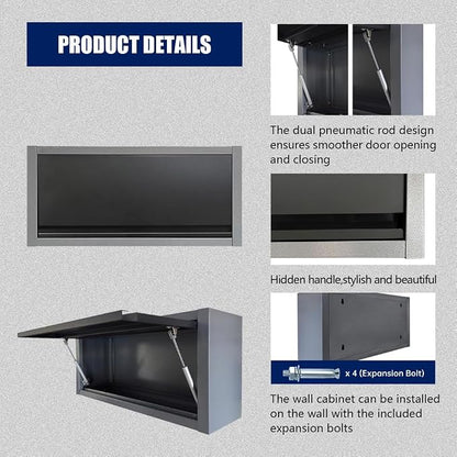 JZD Metal Hanging Upper Tool Storage Cabinets, Wall Mounted Garage Chest - Image 4
