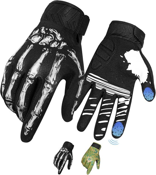 RIGWARL Skeleton Motorcycle Gloves Men Women Touchscreen, Non-Slip Mountain by RIGWARL