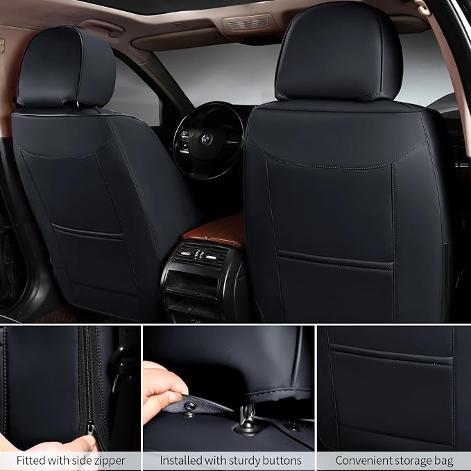 2 Packs Car Seat Covers Leather Car Seat Covers Universal Seat Covers - Image 3