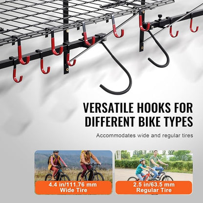 VEVOR Bike Storage Rack, 4 Bike Racks, Wall Mount Bike Storage Hanger - Image 4