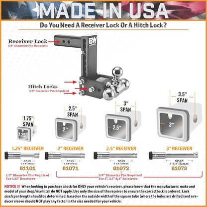 61672 | 3 Pack, Keyed Alike, Receiver Locks - Image 4